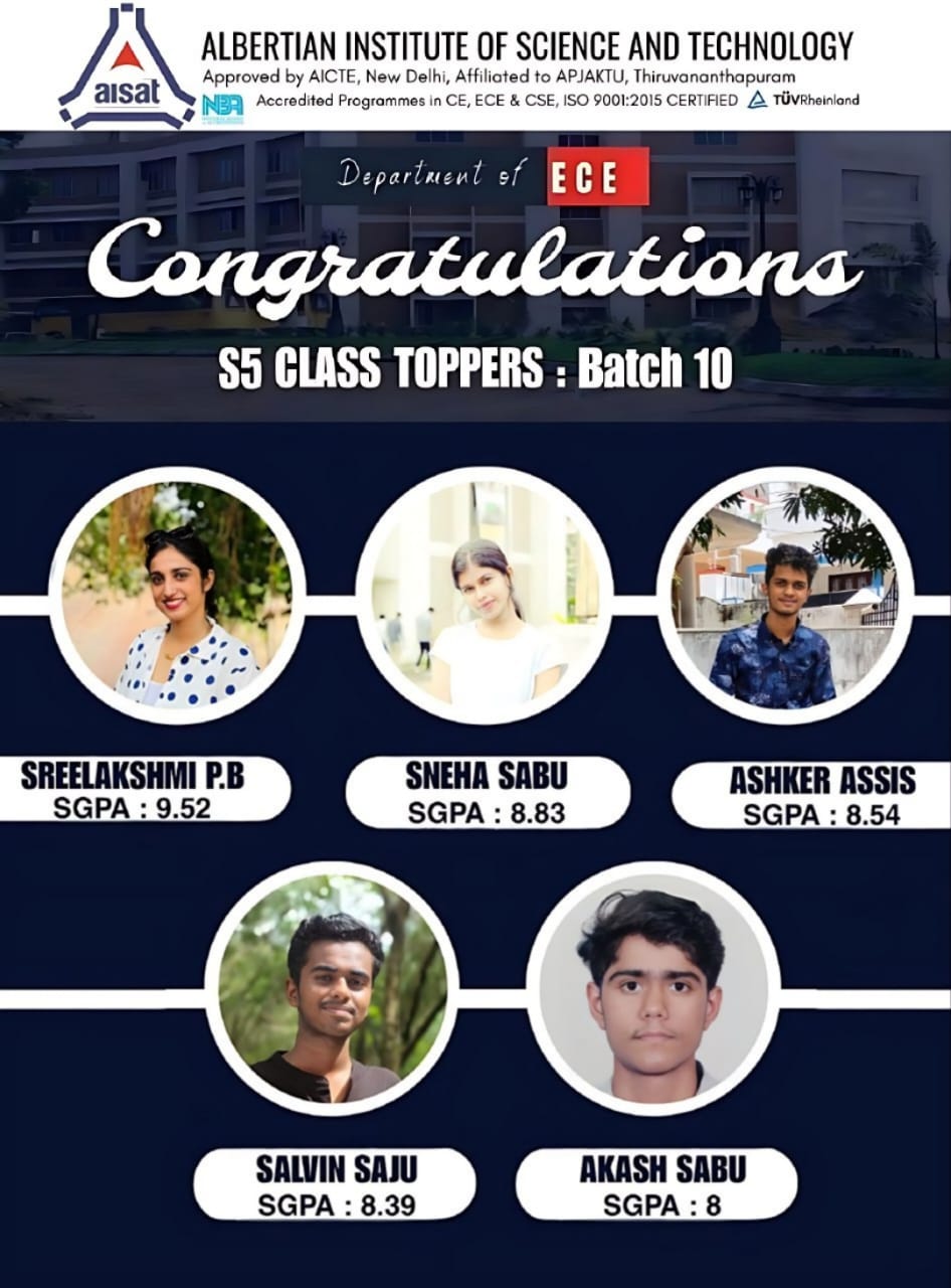 Congratulations to the APJAKTU Toppers of S5 ECE