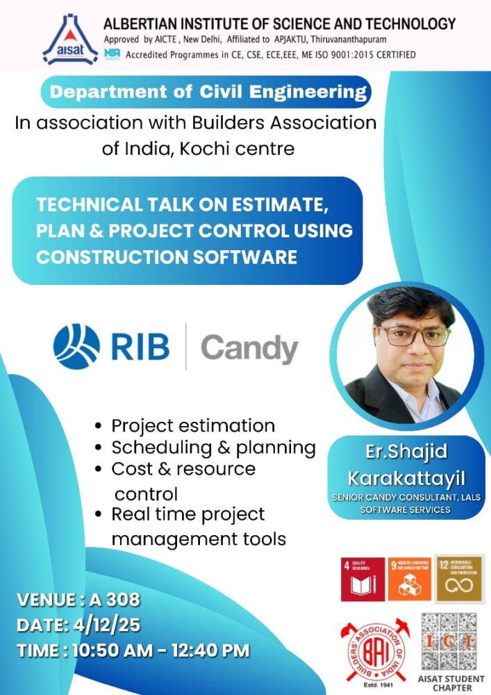 Dept of Civil Engineering in association with Builders Association of India(BAI) presents technical talk on real time project management tools.